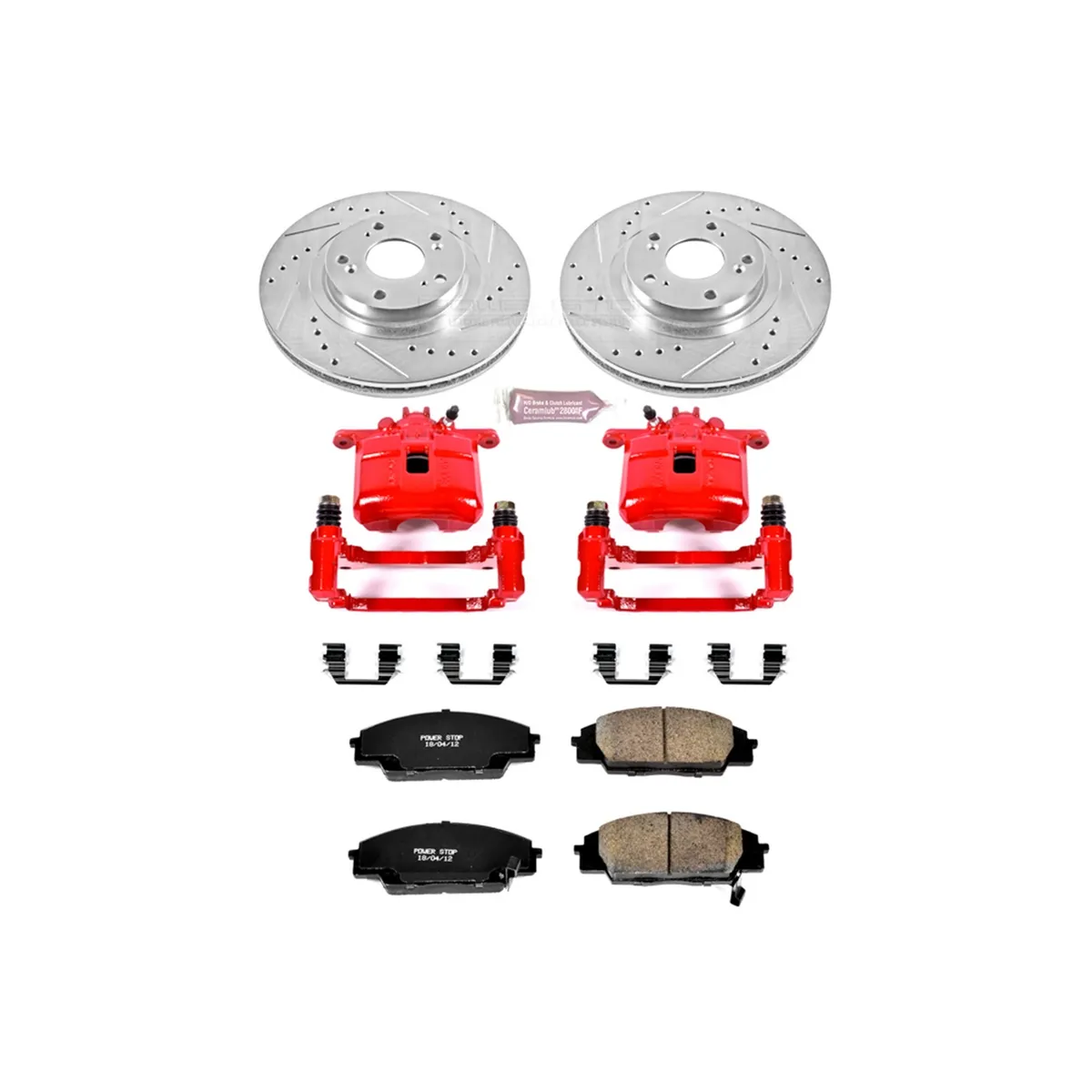 Z23 Evolution Sport Upgrade Kit: Drilled/Slotted Rotors; Carbon-Fiber Ceramic Pads; Powder Coated Calipers product image