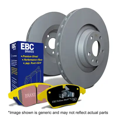 EBC Brakes S13 Kits Yellowstuff and RK Rotors; Front; FMSI Pad No. D1405; Vented; 5 Bolt Holes; 380mm Dia.; 55mm Height; 34mm Thick;