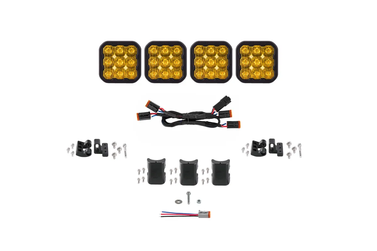 Diode Dynamics - SS5 Pro Universal CrossLink 4-Pod Lightbar Yellow Driving product image