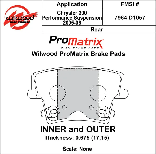 Wilwood Brakes 2005 - 2022 Chrysler, Dodge Original Equipment Pads - 150-D1057K