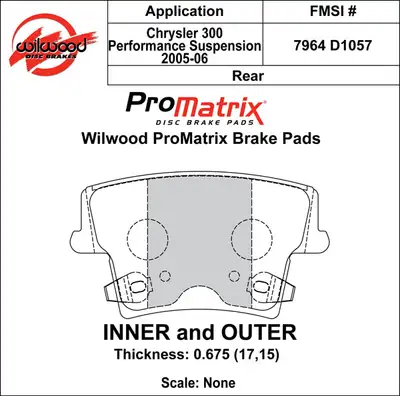 Wilwood Brakes 2005 - 2022 Chrysler, Dodge Original Equipment Pads - 150-D1057K