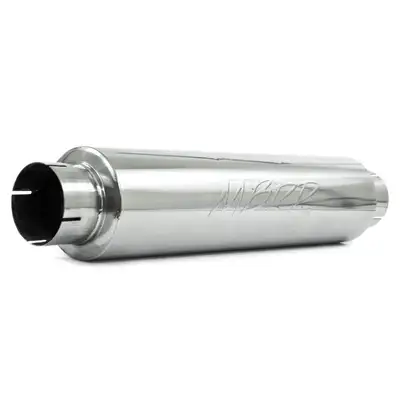 MBRP Exhaust Armor Plus Quiet Tone Diesel Muffler; Round; 4 in. Inlet/Outlet; Body L-24 in.; Overall L-30 in.; Diameter-6 in.; T409 Stainless Steel; 4.5 in. Outlet Diameter Tip;