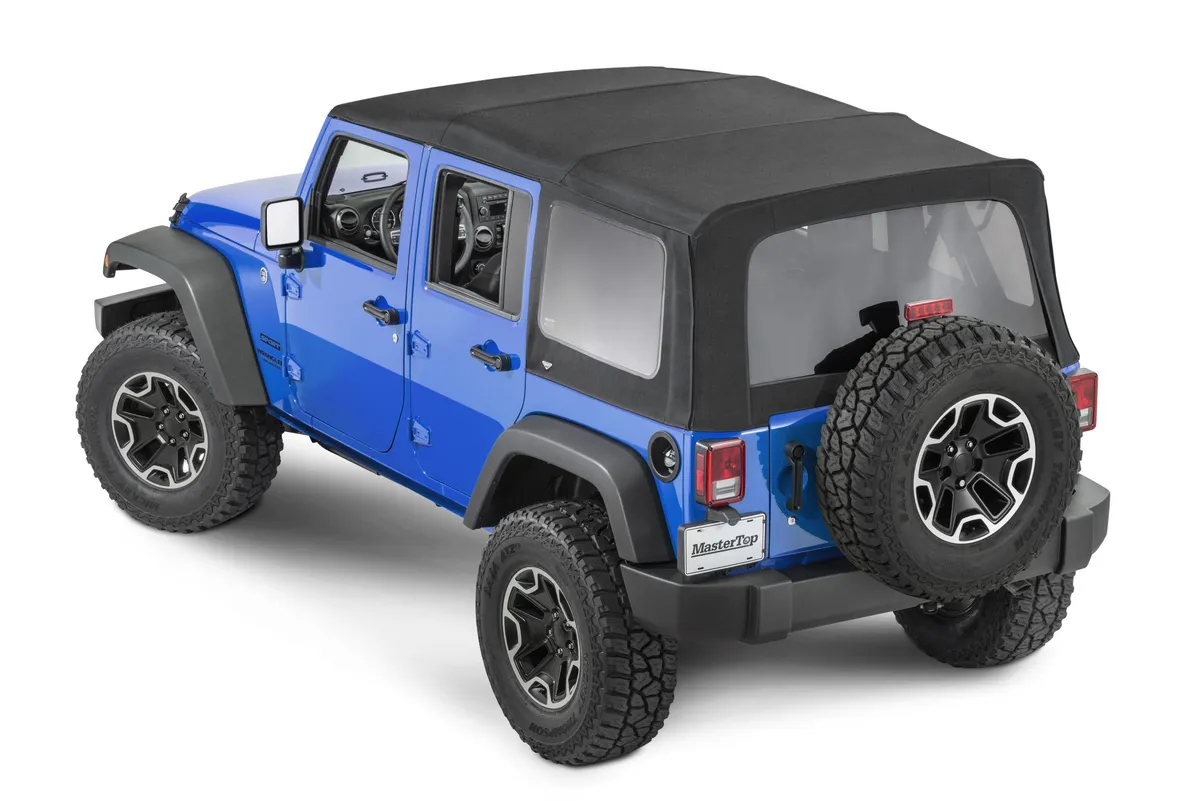 Jeep JK Full Hardware Top Tinted Glass 10-18 Wrangler JK 4 Door Black MasterTwill MasterTop product image