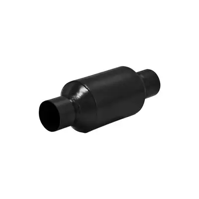 Flowmaster Outlaw Race inShortyin Muffler 2.50in IN / OUT:12.00in Long Overall 4.5in Diameter x 11in Length Ea 18 ga. 409S Stainless Steel