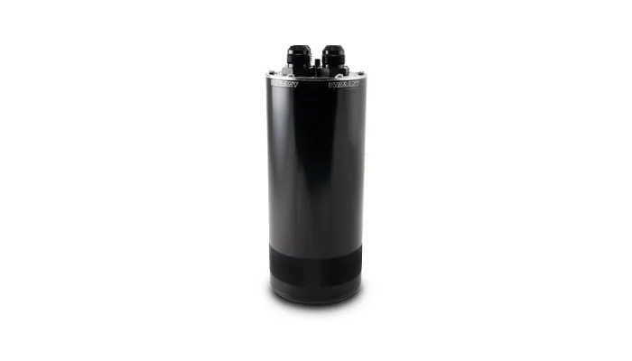 Oil Catch Can Assembly; Large [2L]; 4.43 in. Outer Diameter; 10.47 in. Height; 6061 Aluminum; Black Anodized; 4 Port Model; product image