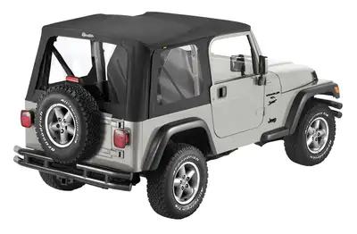 Bestop Replace-A-Top for OEM Hardware For Jeep 1997-2002 Wrangler TJ Clear Black Sailcloth No Door Skins Included Bestop