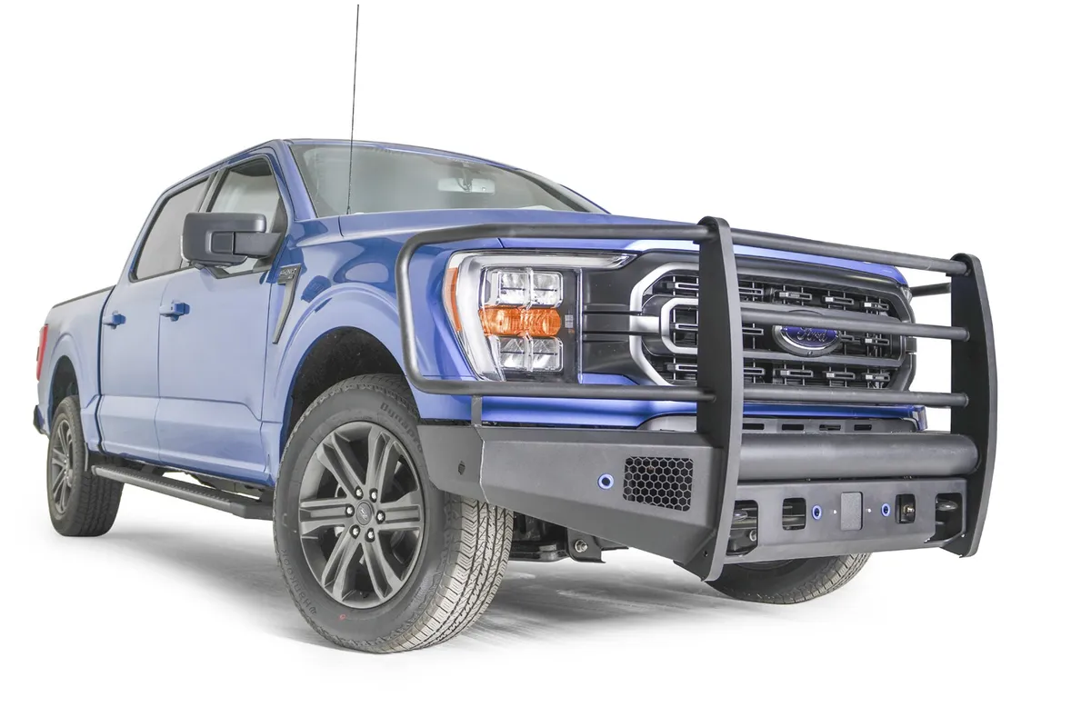 Elite Front Bumper; Full Guard; Incl. Tow Hooks; Lower Guard; 12 Gauge Steel Construction; Black Powder Coat; 194 lbs. Weight; product image