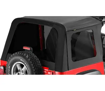 Bestop Window Replacement Set For Jeep 1997-2006 Wrangler TJ Fits Sunrider 51699, 51719 Black Denim Bestop