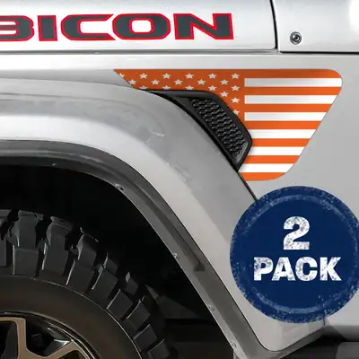 Under The Sun Inserts White and Orange Flag 2pc Vinyl Fender Decal
