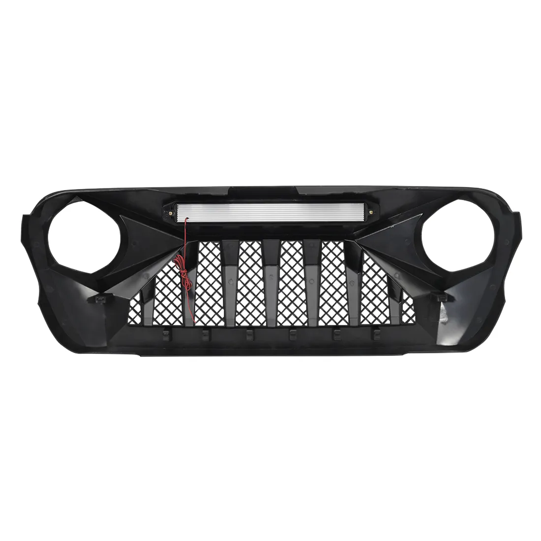 Demon Grille W/ Led Off-Road Lights - Glossy Black For 18+ Jeep Wrangler JL & Gladiator JT W/ O Trailcam product image