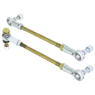 Rock Jock Adjustable Sway Bar End Link Kit for JL/JT Front (10 1/2 Inch Long Rods w/ heim joints and Jam Nuts pair) RockJock 4X4