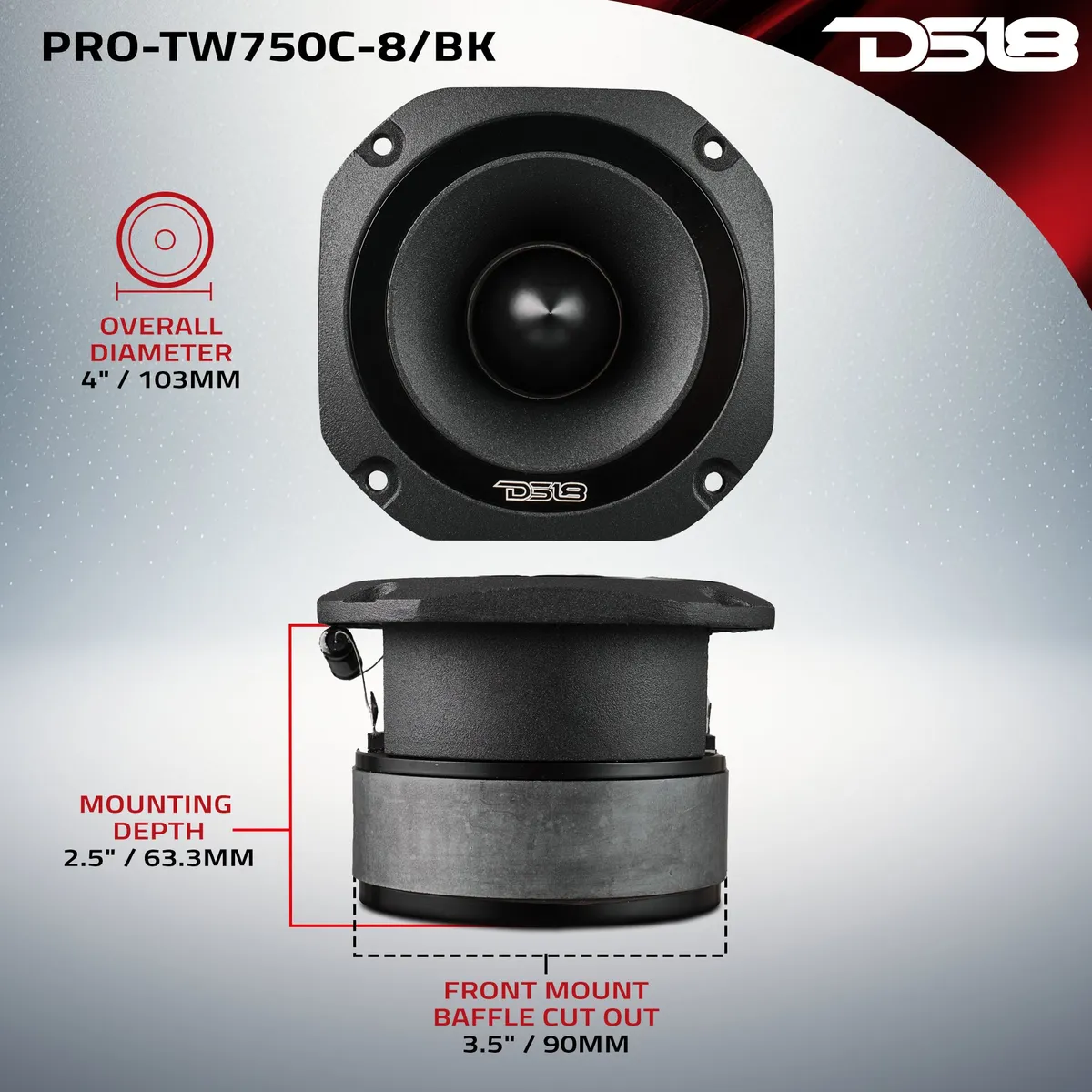 4" Super Bullet Tweeter with 1.5" Titanium Voice Coil and Oversized Ferrite Magnet 200 Watts 8-Ohm product image