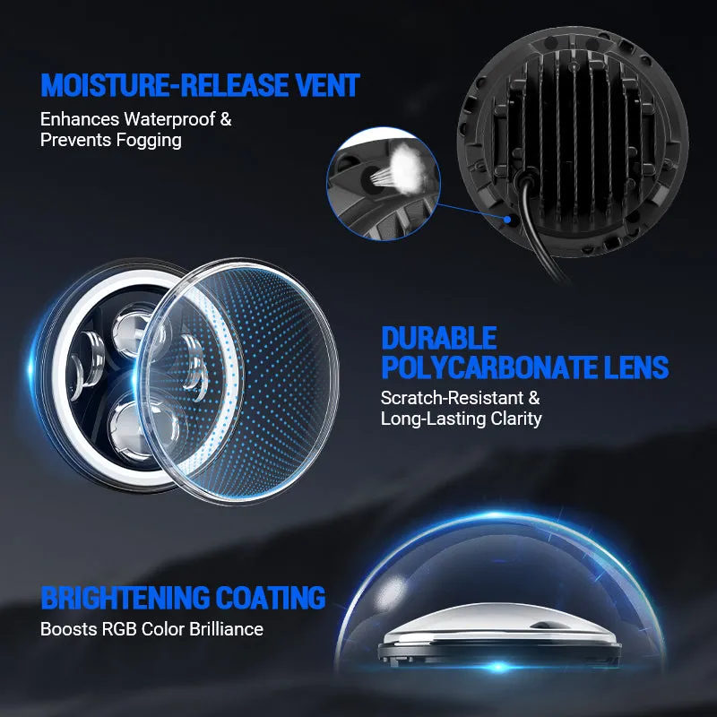 ã€Magic RGB Haloã€‘Jeep Wrangler JK LED Headlights & Fog Lights Kit w/ Amber Turn Signal (2007-2018) product image