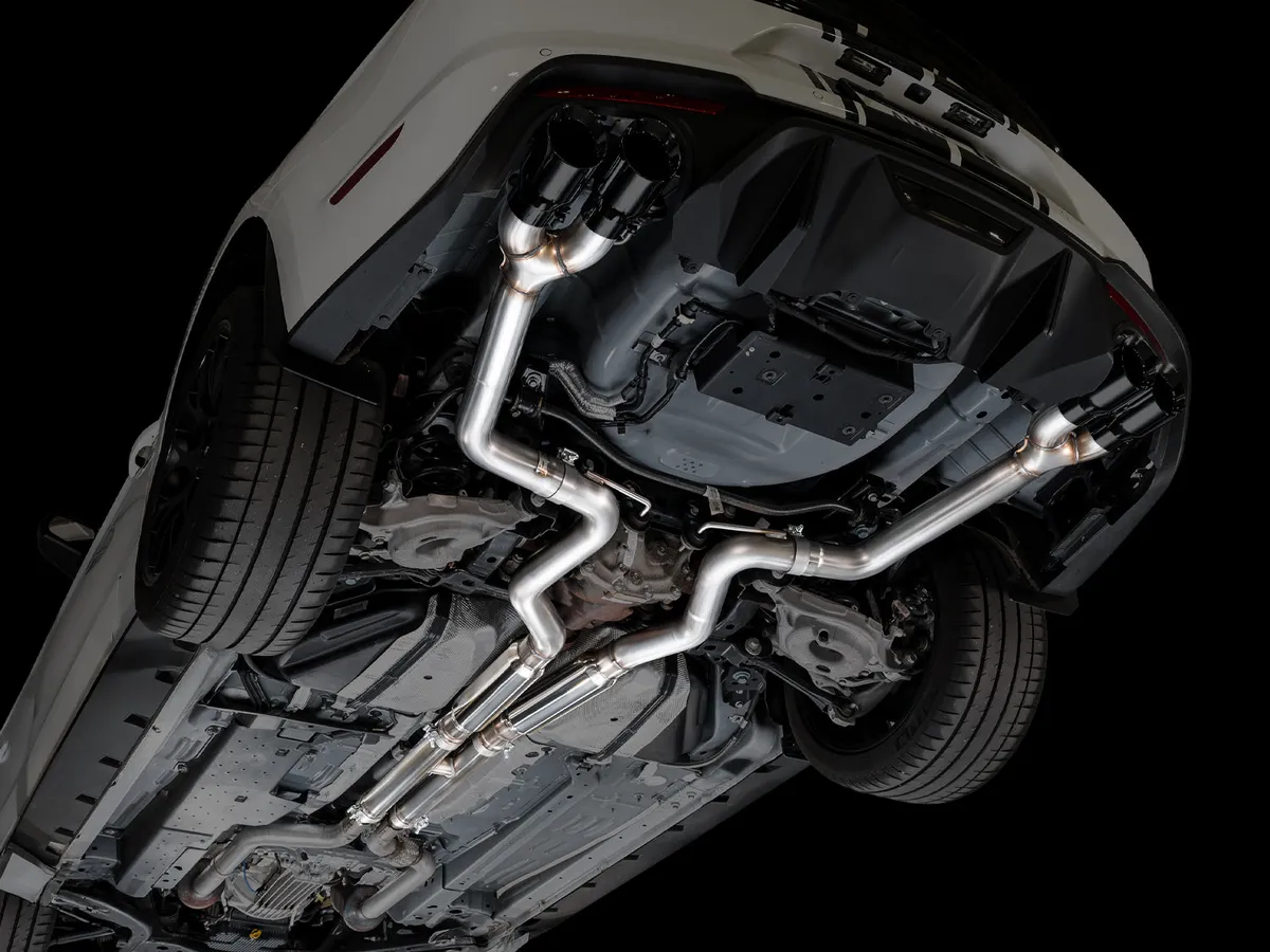 AWE Touring Edition Cat-back Exhaust for the '18-'23 S550 Mustang GT - Quad Chrome Silver Tips product image
