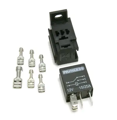 Painless Wiring Micro Relay w/Base And Terminals; Incl. 1 Single Pole/Double Throw Relay; Relay Base w/Terminals;