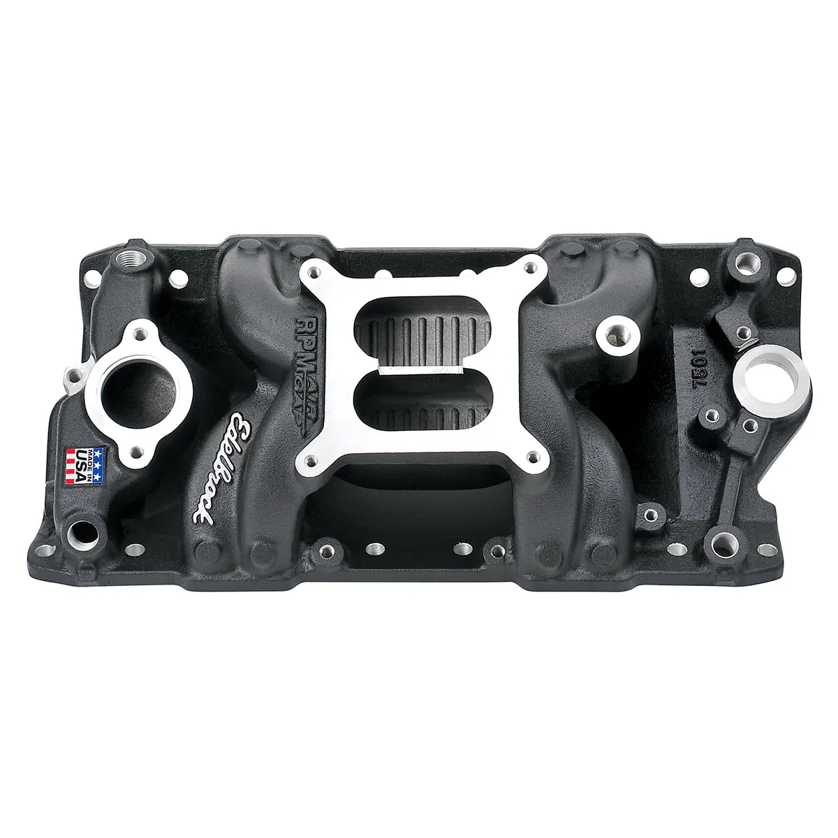 Edelbrock 75013 Performer RPM AIR-Gap Small Block Chevy Black Intake Manifold product image