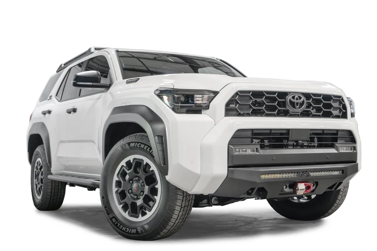 Semi Hidden Winch Mount; .1875 in. Steel Construction; Incl. Fog Lights And Tow Hooks; w/LED Light Bar; Sensor Compatible; Matte Black; product image