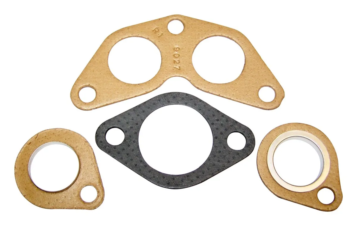 1952-1963 M38A1;1953-1968 CJ-3B;1955-1971 CJ-5;1955-1971 CJ-6;w/ 4-134 F-Head Engine; Exhaust Gasket Set;Includes Center Gasket Outer Gaskets and Downpipe Gasket product image