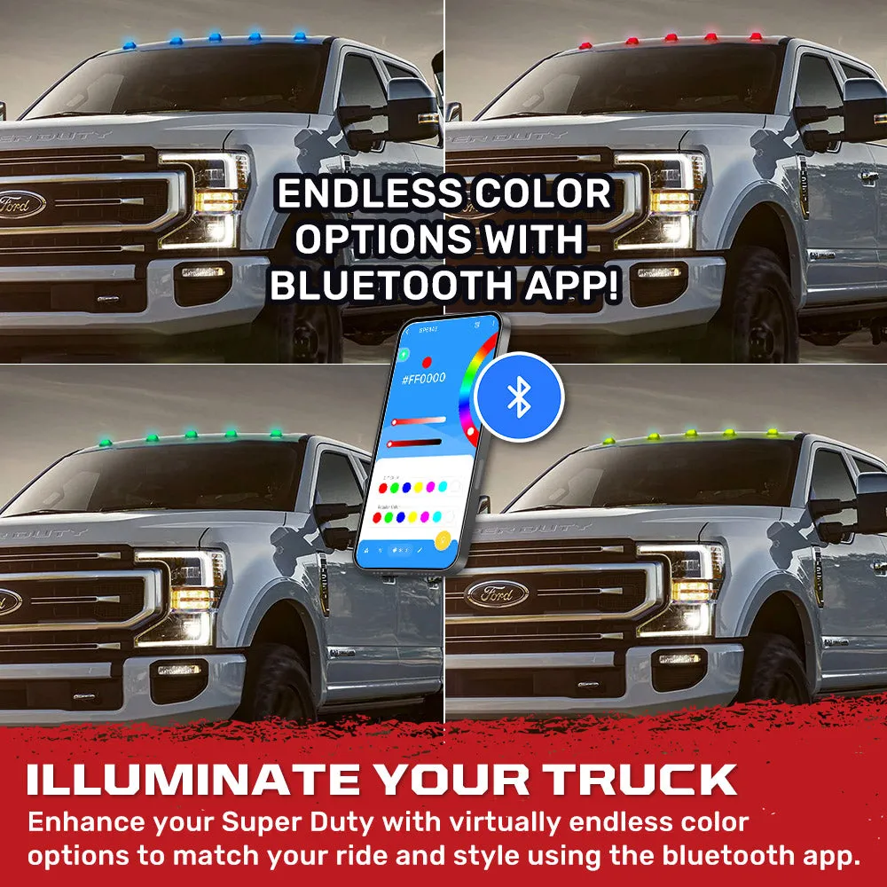 Ford 17-25 Super Duty 5-Piece Ultra Bright RGB Multi-Colored LED Cab Roof Lights Bluetooth App (Fresh Install: For Models That Did Not Come With Factory Cab Lights) - Multiple Lens product image