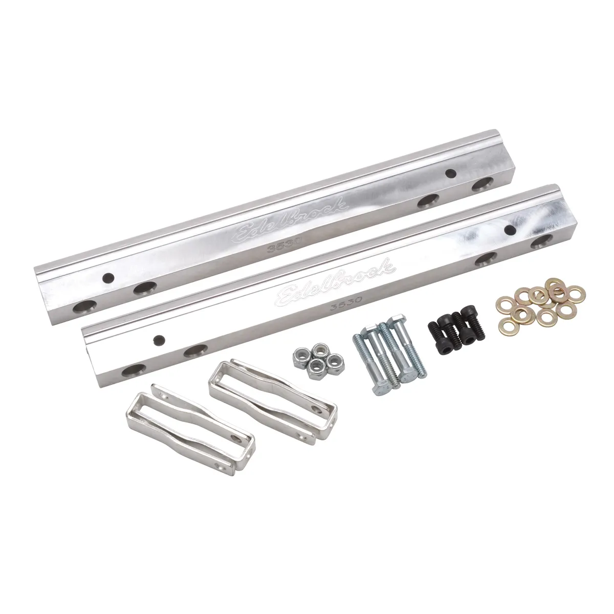 Edelbrock 3630 Fuel Rail Kit for Small-Block Chevy -6 AN in Clear Finish product image