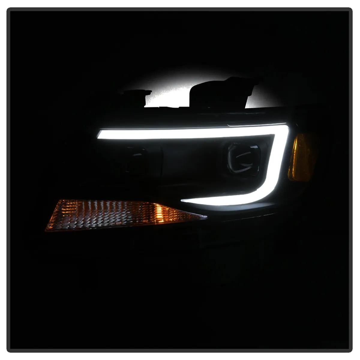 XTune DRL Light Bar Projector Headlights; Halogen Models Only; Not Compatible w/Xenon/HID Model; Black Smoked; product image