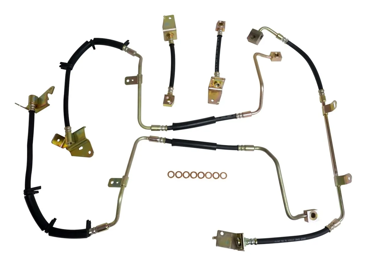 Blacksilvercopper Brake Hose Kit Includes Left And Right Front And Rear Hoses, Rear Hose to Axle, And 8 Brake Hose Washers product image