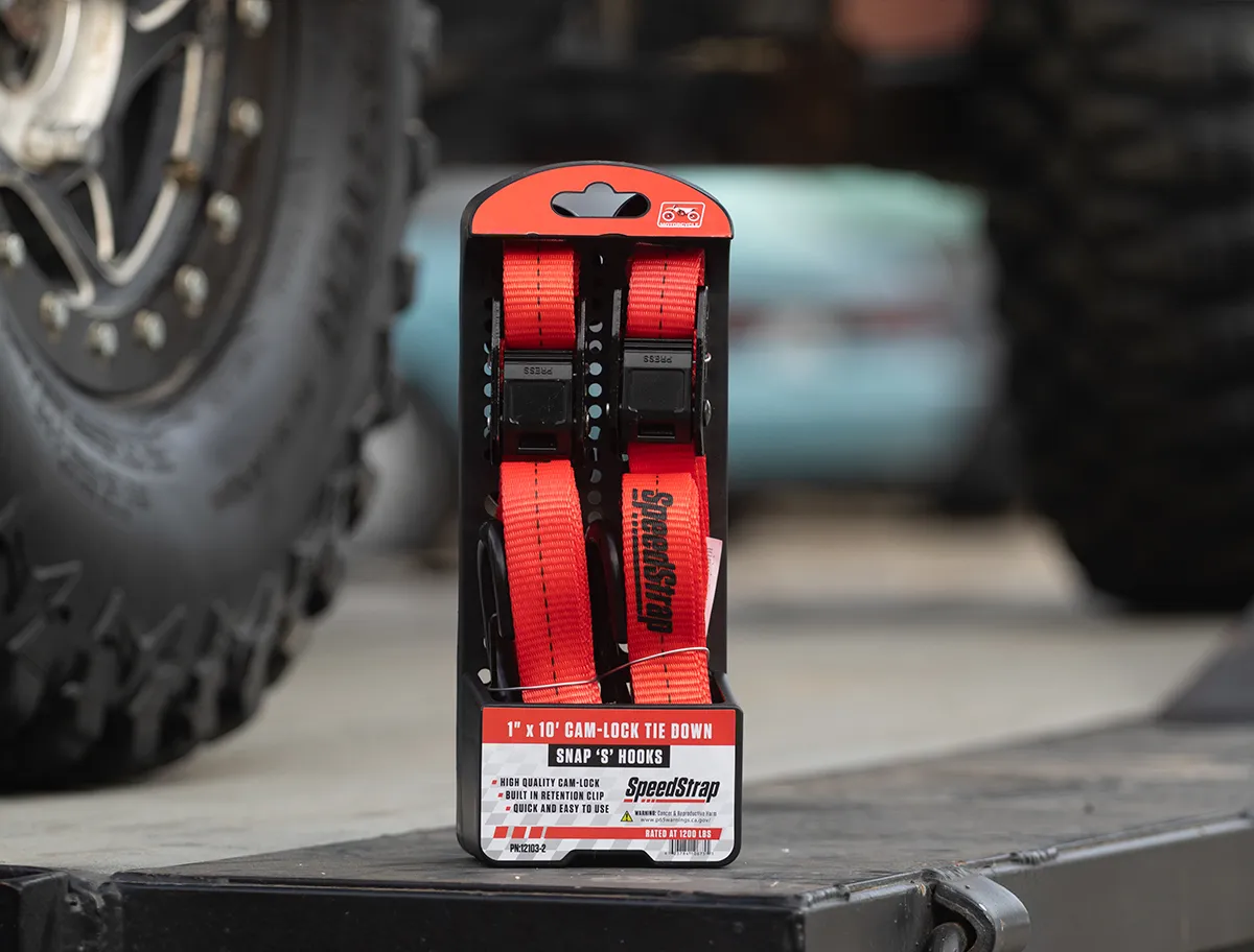 1 Inch x 10' Cam-Lock Tie Down with Snap S-Hooks and Soft-Tie 2 Pack Red SpeedStrap product image