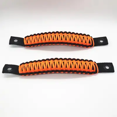 Bartact Jeep Wrangler Grab Handles Paracord JK Sound Bar Rear Side Pair Black/Bright Orange Bartact