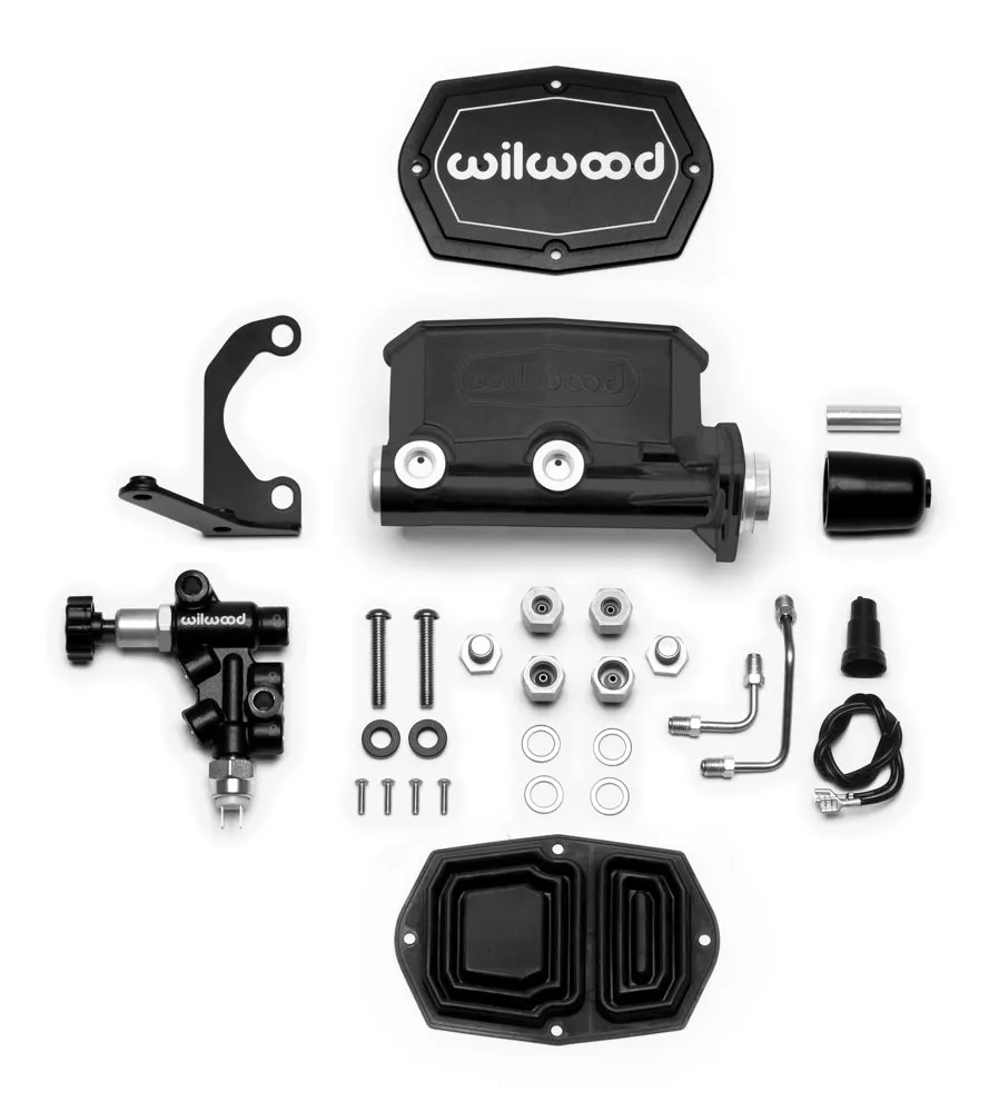 Compact Tandem Master Cylinder Kit W/ Bracket & Valve Aluminum Media Burnished product image