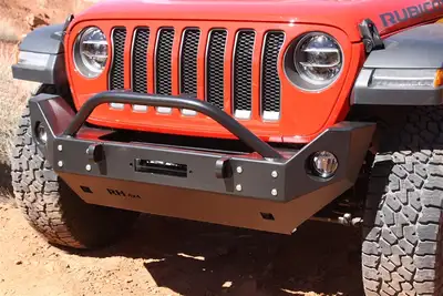Rock Hard 4X4 Rock Hard 4x4 Patriot Series Mid Width Front Bumper with Lowered Winch Plate, Steel - JT/JL