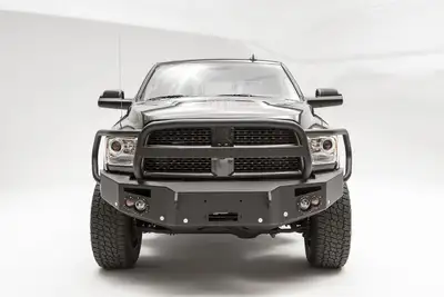 Fab Fours Premium Winch Front Bumper; 2 Stage Black Powder Coated; w/Full Guard; w/Sensors;
