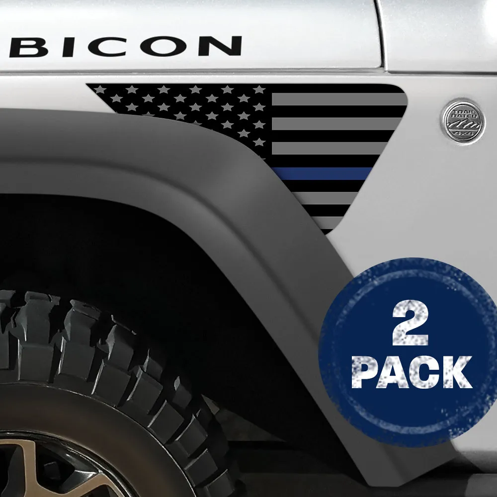 Blackout Thin Blue Line Flag 2pc Vinyl Fender Decal product image