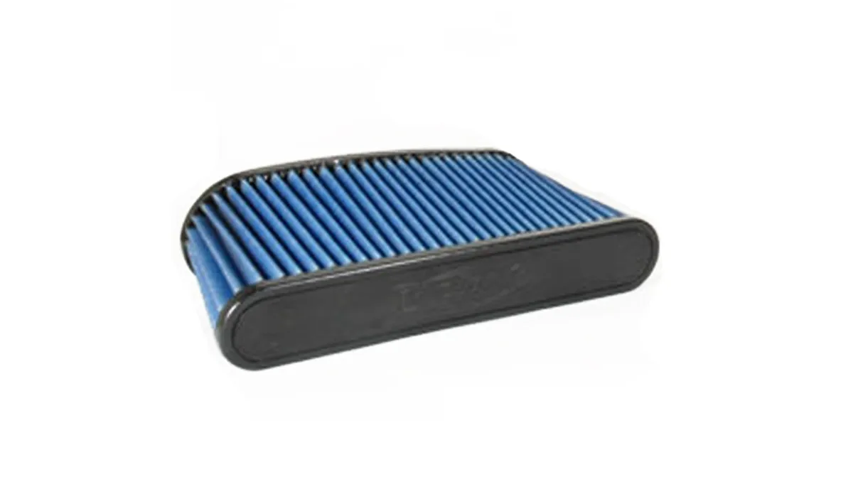 Pro 5 Air Filter; Oval; 10.5 in. Tall x 2 in. Width Flange; 12 in. Tall x 0.4 in. Width Base; 14 in. Tall x 2.5 in. Width Top; H-6 in. Blue; product image