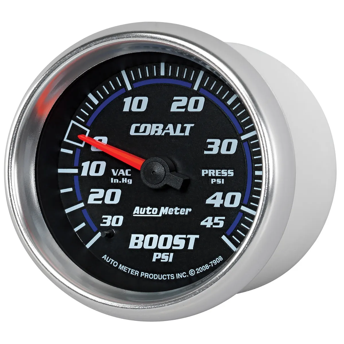 Gauge, Vac/Boost, 2 5/8", 30inHg-45psi, Mechanical, Cobalt product image