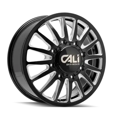 Cali Offroad Dually Wheels Summit Dually 9110D GB 22x8.25 Milled Spokes Gloss Black 8 On 165.1 Bolt Pattern 115 Offset Cali Offroad Wheels