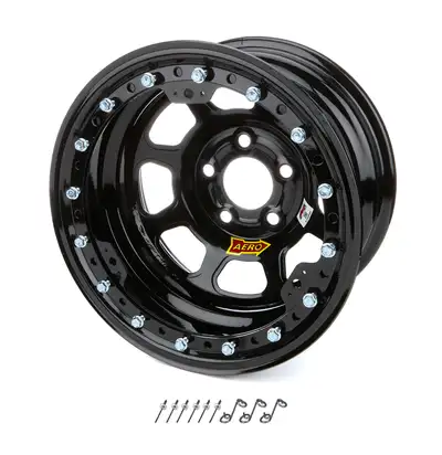 Aero Race Wheels Wheel 15x8 1in B/S Black w/ Black Ring