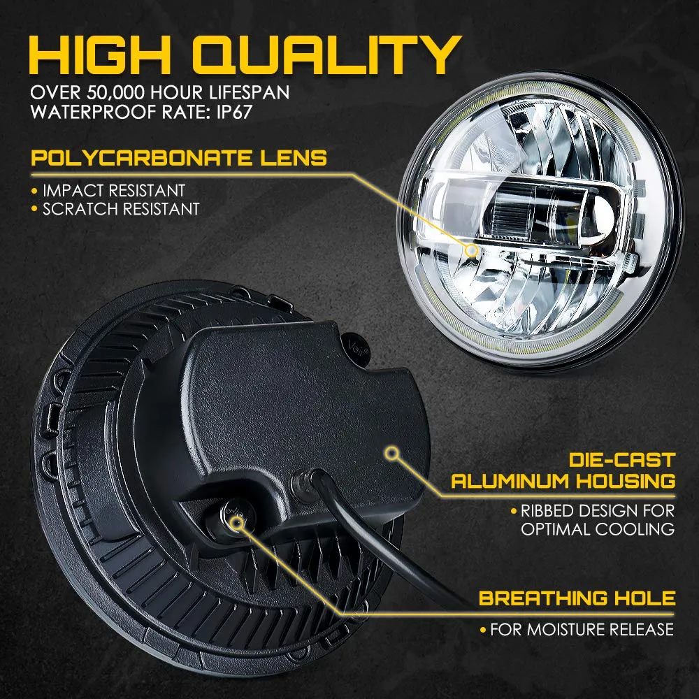 7" LED Halo Headlights For 07-18 Jeep Wrangler | Envision Series product image