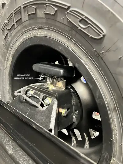 EVO Manufacturing 18c Wrangler Heavyduty Hinged Spare Tire Carrier Powder Coated Black