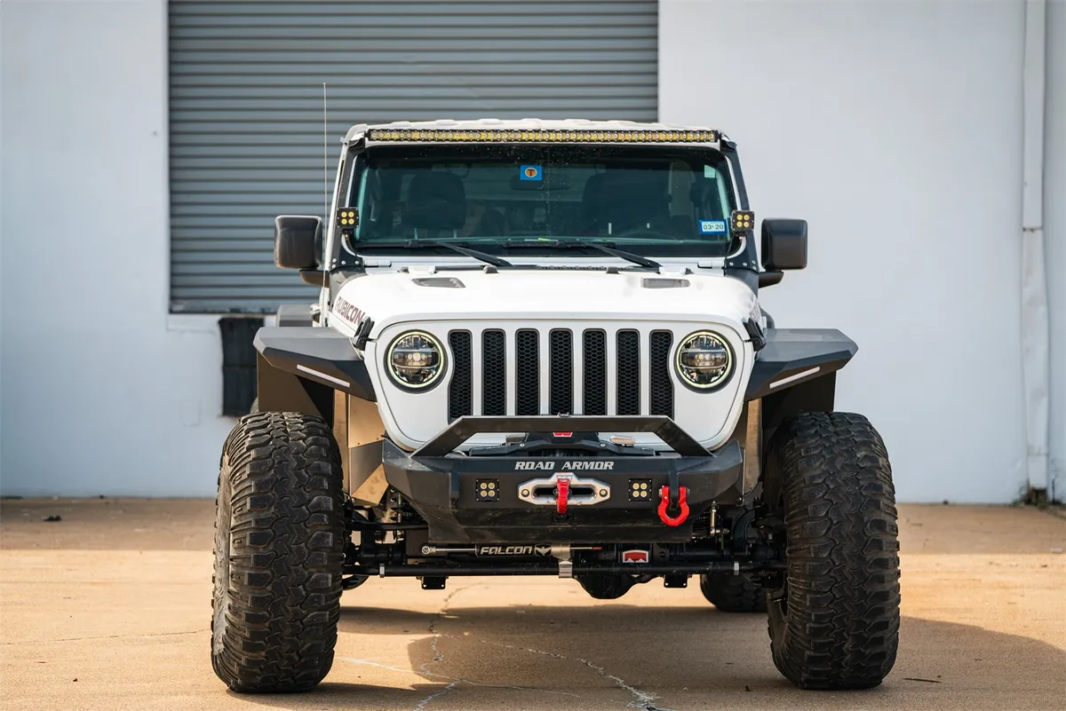 Stealth Fender Flare Body Armor; Front; Wide; w/Switchback LED DRL; Texture Black; product image