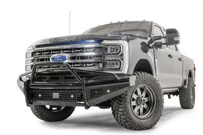 Fab Fours Black Steel Front Bumper; w/Pre-Runner Guard; Sensor Compatible; Gloss Black;