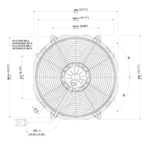 SPAL® 16.00" Electric Fan Puller Style Extreme Performance 1953CFM 10-blade paddle style blade product image