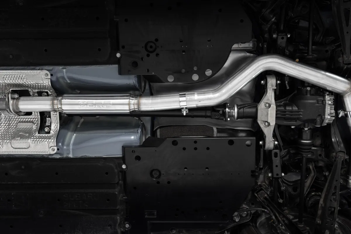 Armor Pro Cat Back Exhaust System; 3 in.; Race Profile; Dual Split Rear; 4 in. Dual Out Carbon Fiber Quad Tips; 304 Stainless Steel; product image