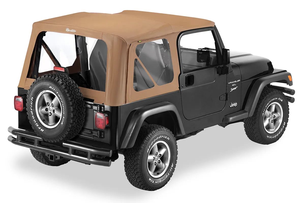 Bestop Spice Replace-a-Top, Sailcloth Sailcloth Replace-a-Top Jeep 97-02 Wrangler; Includes upper door skins; Clear side and rear windows