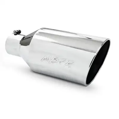 MBRP Exhaust Armor Pro Exhaust Tip; 4 in. Inlet Diameter; 8 in. Outlet Diameter; 18 in. Length; Rolled End; T304 Stainless Steel; Mirror Polished;