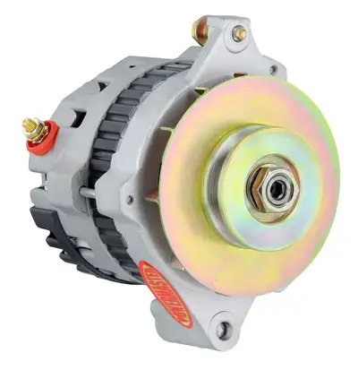 Power Master GM 5X5 Race Alternator; CS121; Straight Mounting; Side Battery Post; 100 Amp; 60 Idle; XS Volt; 1 Groove V Type; Natural;