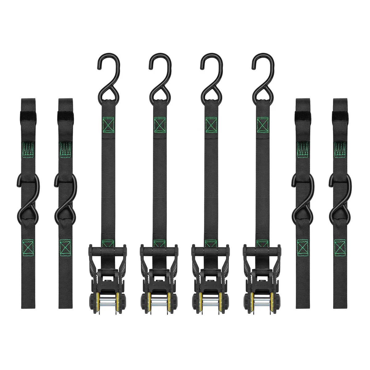 14ft 1500lb Tactical Ratchet Tie Down 4 pk Green product image
