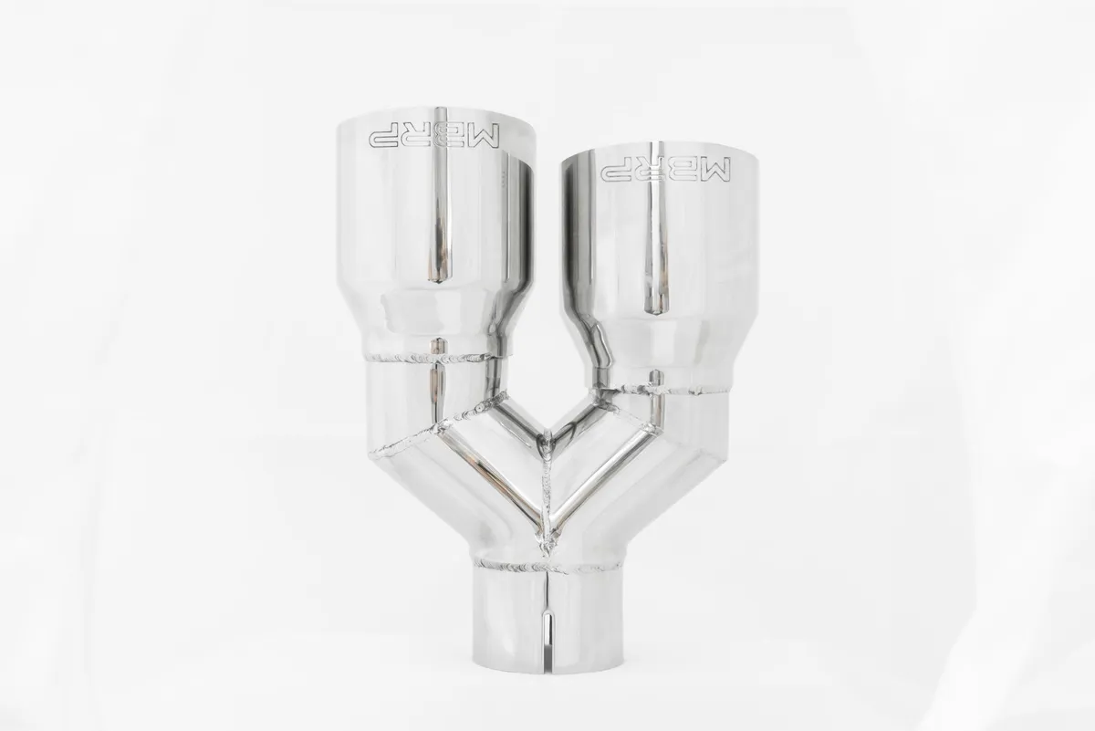 Armor Pro Exhaust Tip; 2.5 in. Inlet Diameter; Dual 3.5 in. Outlet Diameter Out Single Wall; T304 Stainless Steel; product image