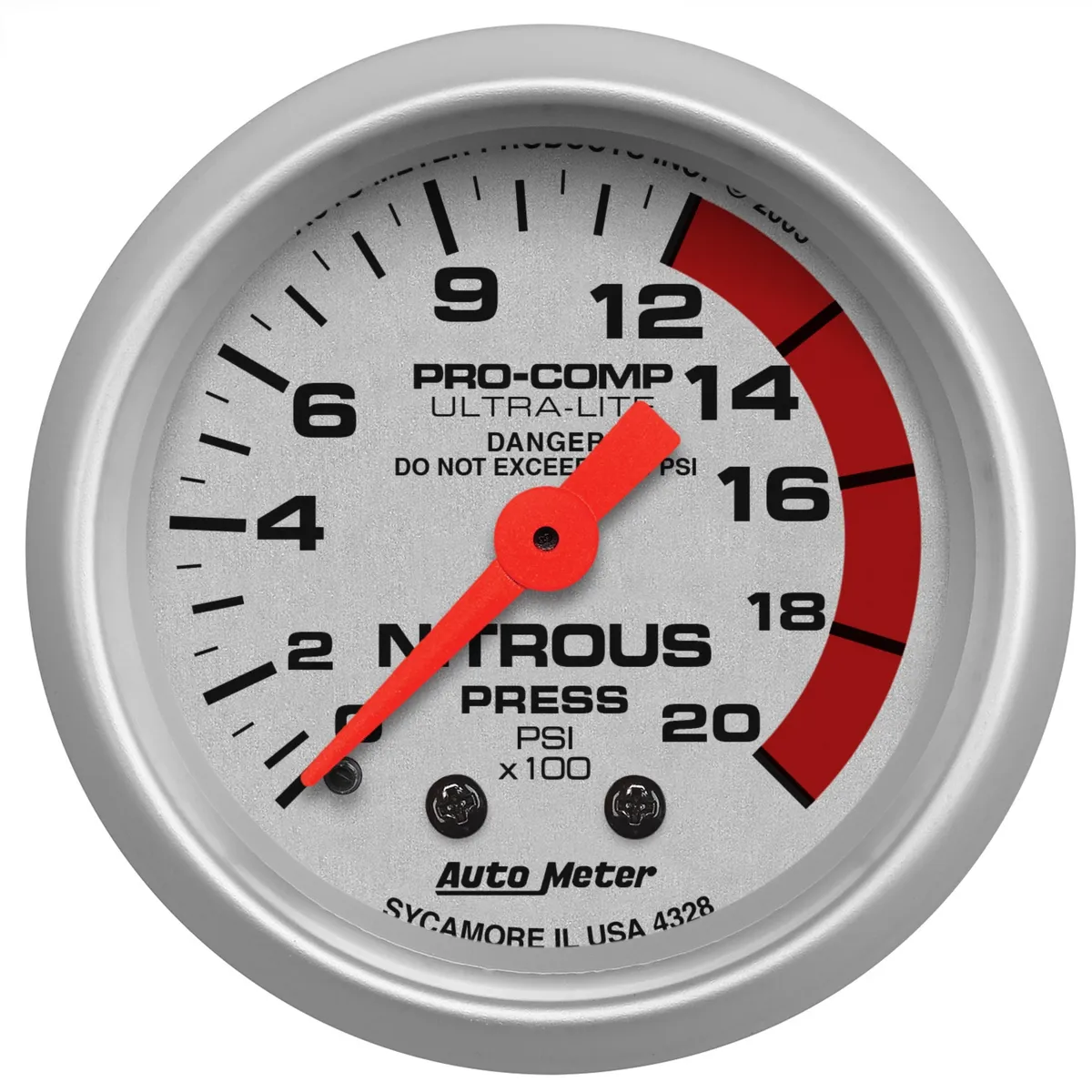 Gauge, Nitrous Pressure, 2 1/16", 2000psi, Mechanical, Ultra-Lite product image