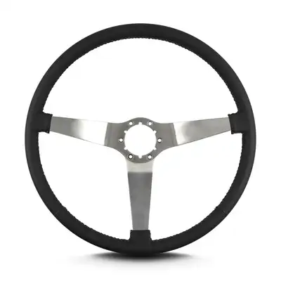 Lokar Lecarra Vette 3 Steering Wheel; Black; Brushed Spokes; 15 in. Thin Grip;