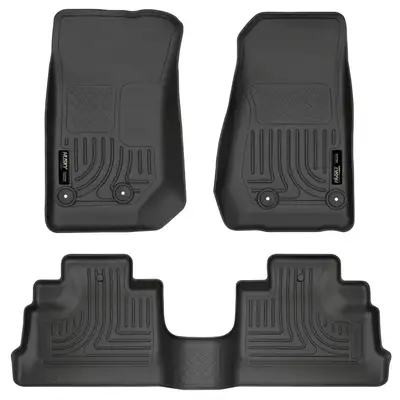 Husky Liners 0718 Wrangler JK Unlimited 4dr Weatherbeater Front & 2nd Row Floor Liner Black